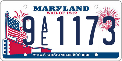 MD license plate 9AE1173