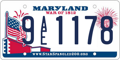 MD license plate 9AE1178