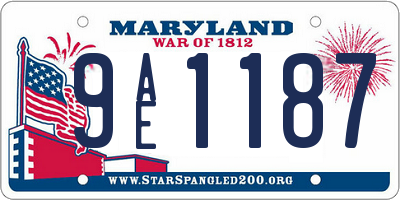 MD license plate 9AE1187
