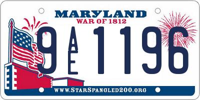 MD license plate 9AE1196