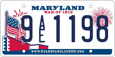 MD license plate 9AE1198