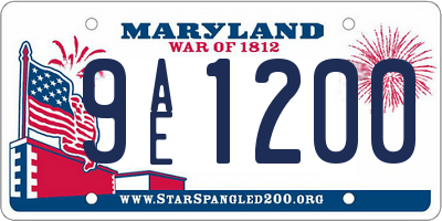 MD license plate 9AE1200