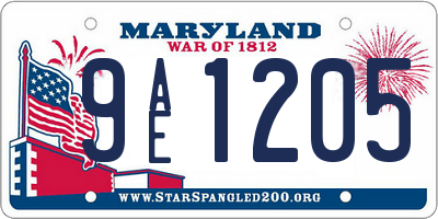 MD license plate 9AE1205