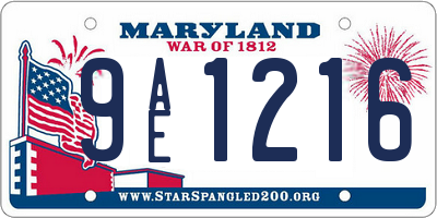 MD license plate 9AE1216