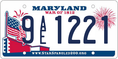 MD license plate 9AE1221
