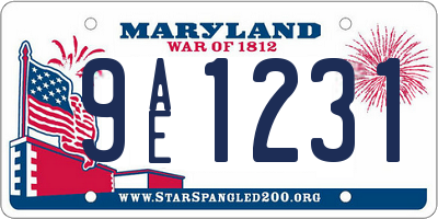 MD license plate 9AE1231