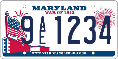 MD license plate 9AE1234