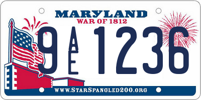 MD license plate 9AE1236