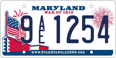 MD license plate 9AE1254