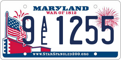 MD license plate 9AE1255