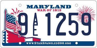 MD license plate 9AE1259