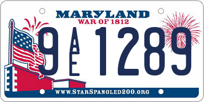 MD license plate 9AE1289