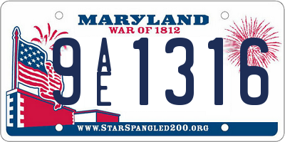 MD license plate 9AE1316