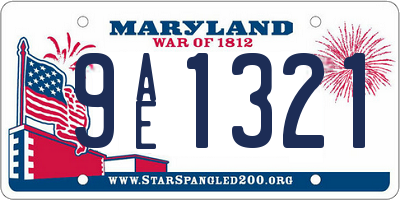 MD license plate 9AE1321