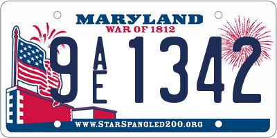 MD license plate 9AE1342