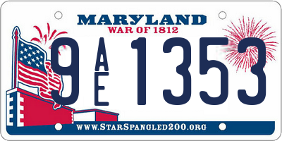 MD license plate 9AE1353