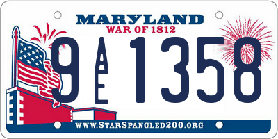 MD license plate 9AE1358