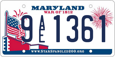 MD license plate 9AE1361