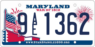 MD license plate 9AE1362