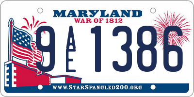 MD license plate 9AE1386