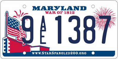 MD license plate 9AE1387