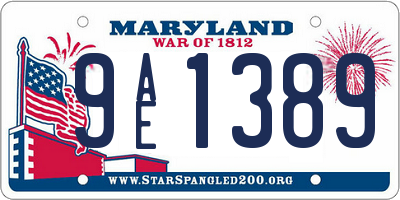 MD license plate 9AE1389