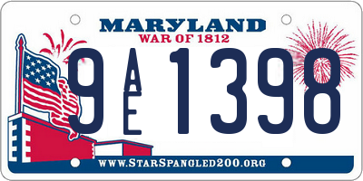 MD license plate 9AE1398