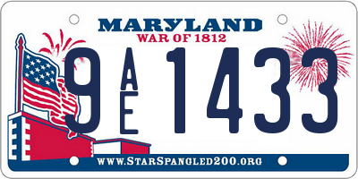 MD license plate 9AE1433