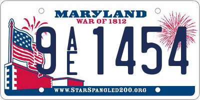 MD license plate 9AE1454