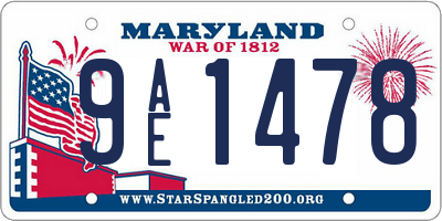 MD license plate 9AE1478