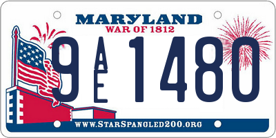 MD license plate 9AE1480