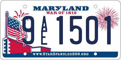 MD license plate 9AE1501