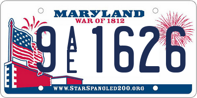 MD license plate 9AE1626