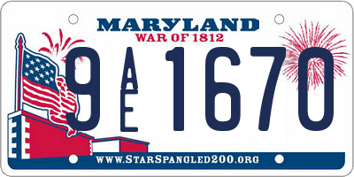 MD license plate 9AE1670