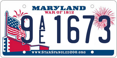 MD license plate 9AE1673