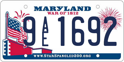 MD license plate 9AE1692