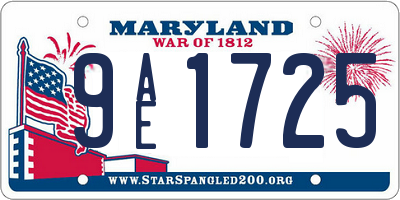 MD license plate 9AE1725
