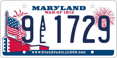 MD license plate 9AE1729