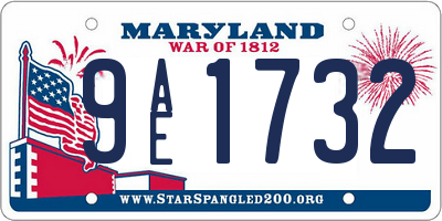 MD license plate 9AE1732
