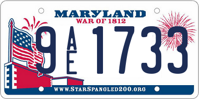 MD license plate 9AE1733