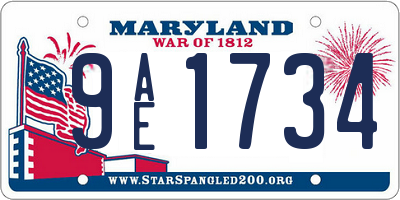 MD license plate 9AE1734