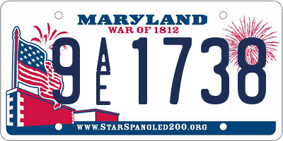 MD license plate 9AE1738