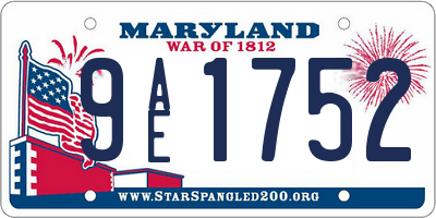 MD license plate 9AE1752