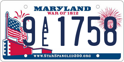 MD license plate 9AE1758