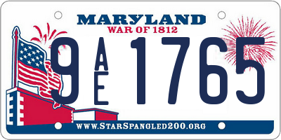 MD license plate 9AE1765