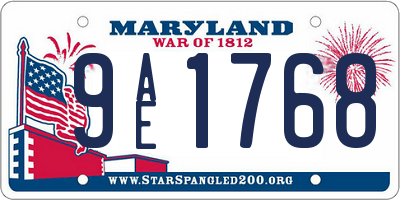 MD license plate 9AE1768