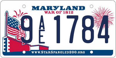 MD license plate 9AE1784