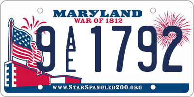 MD license plate 9AE1792