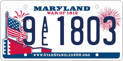 MD license plate 9AE1803