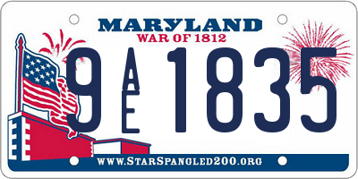 MD license plate 9AE1835